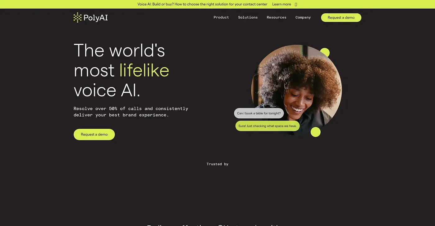 Screenshot of PolyAI