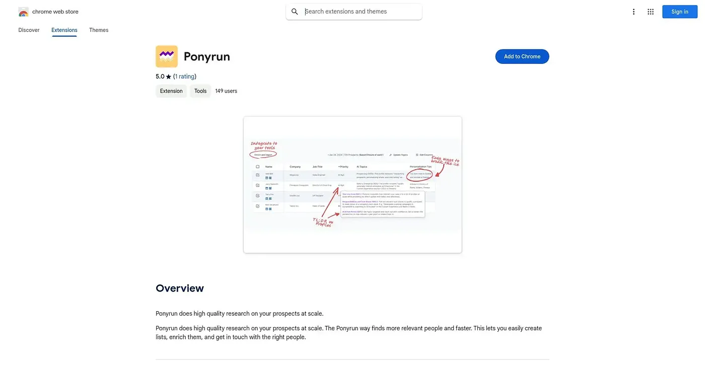 Screenshot of Ponyrun Chrome Extension