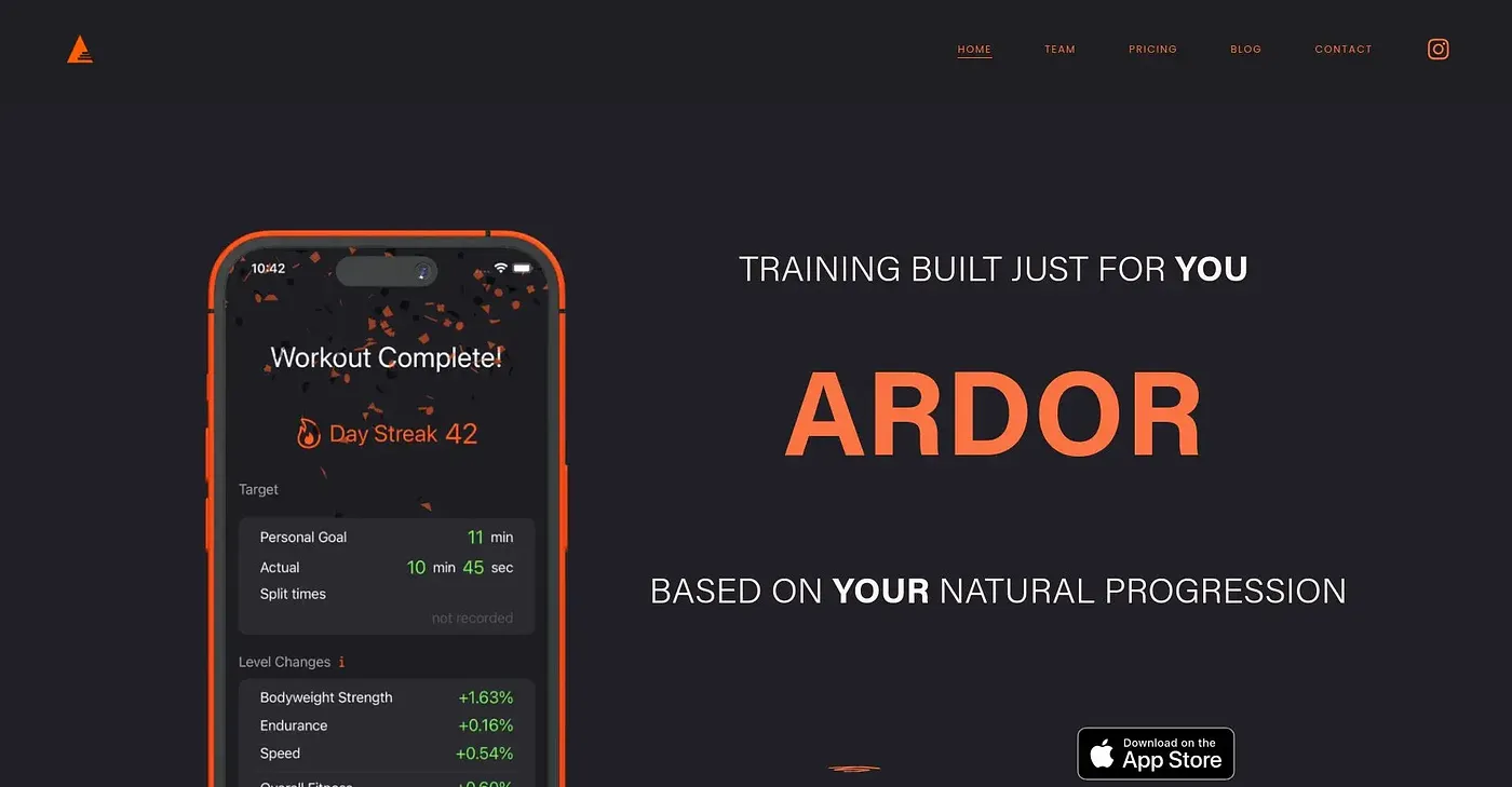 Screenshot of Ardor Fitness