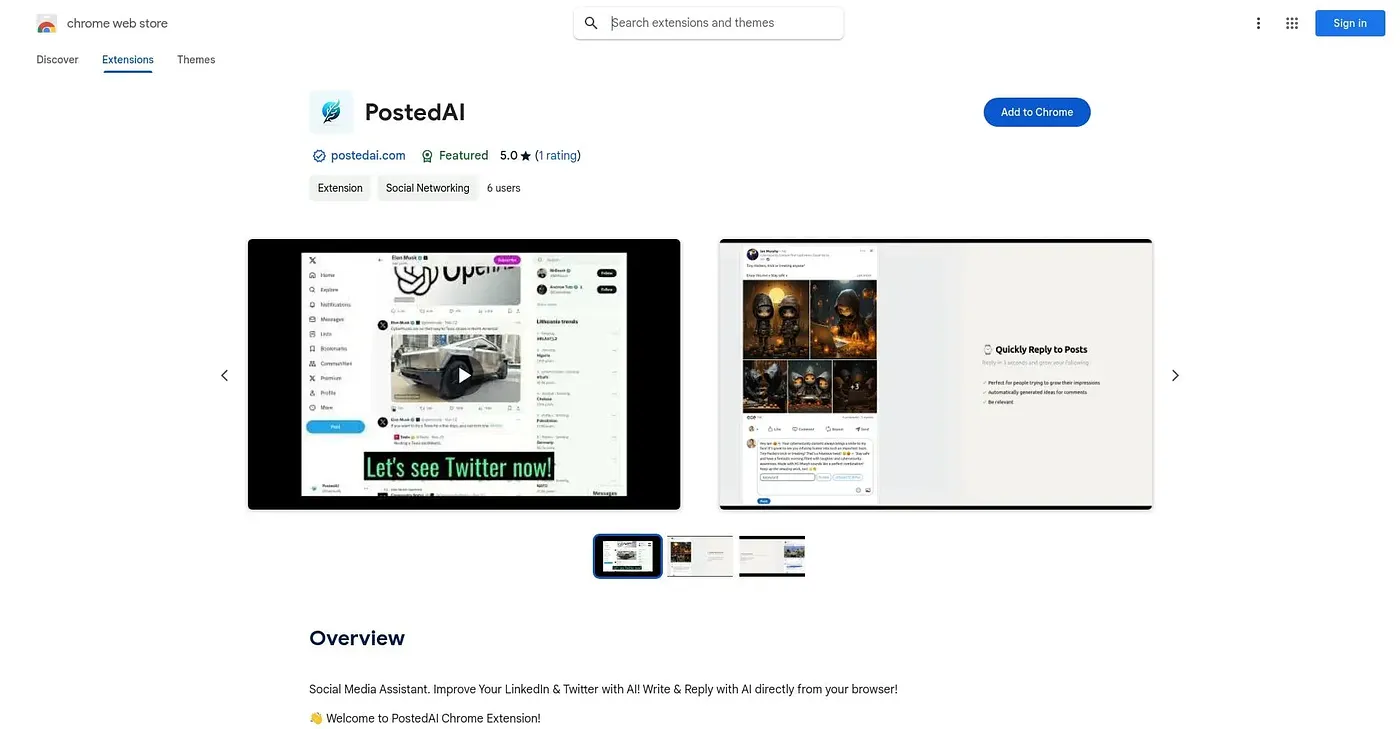 Screenshot of PostedAI Chrome Extension