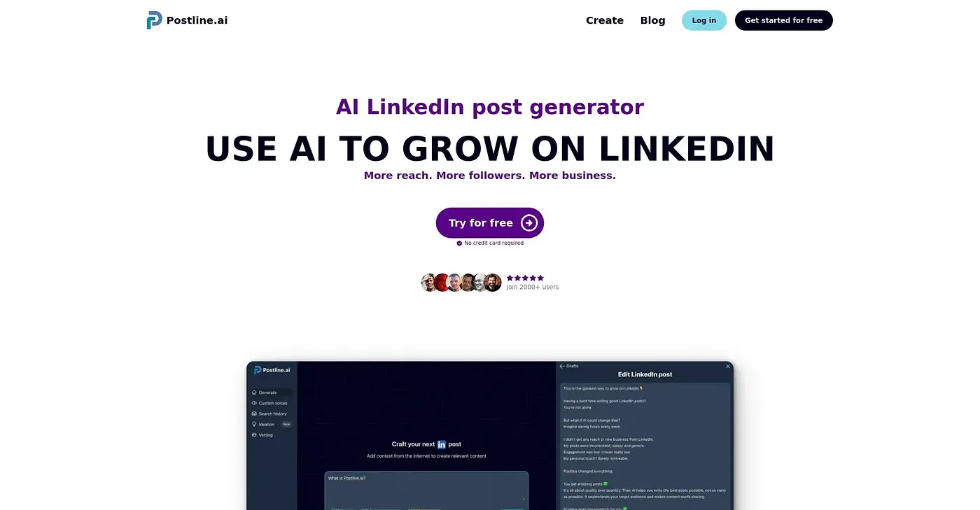 Screenshot of Postline AI