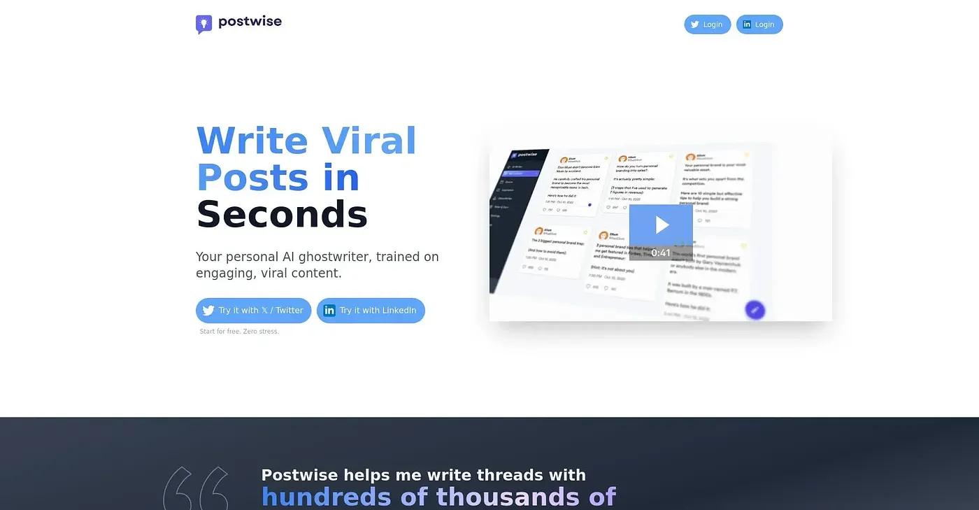 Screenshot of Postwise AI