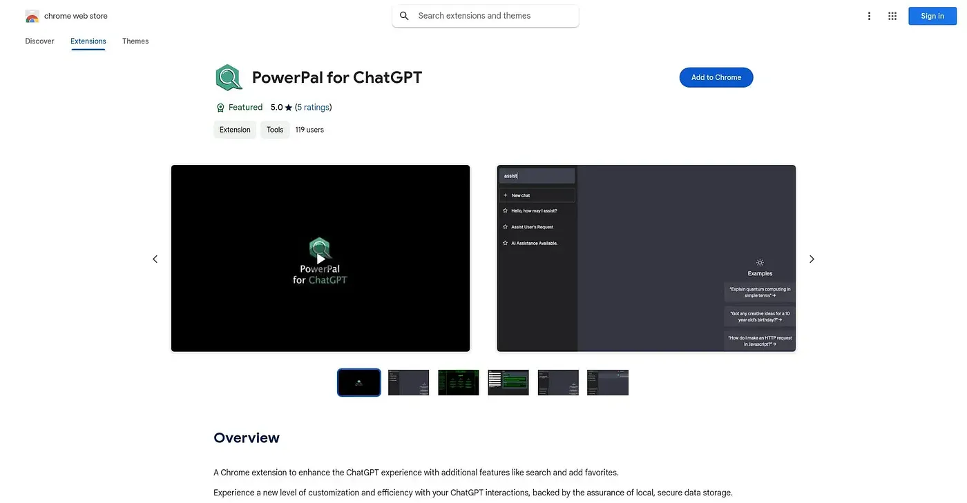 Screenshot of PowerPal for ChatGPT Chrome Extension