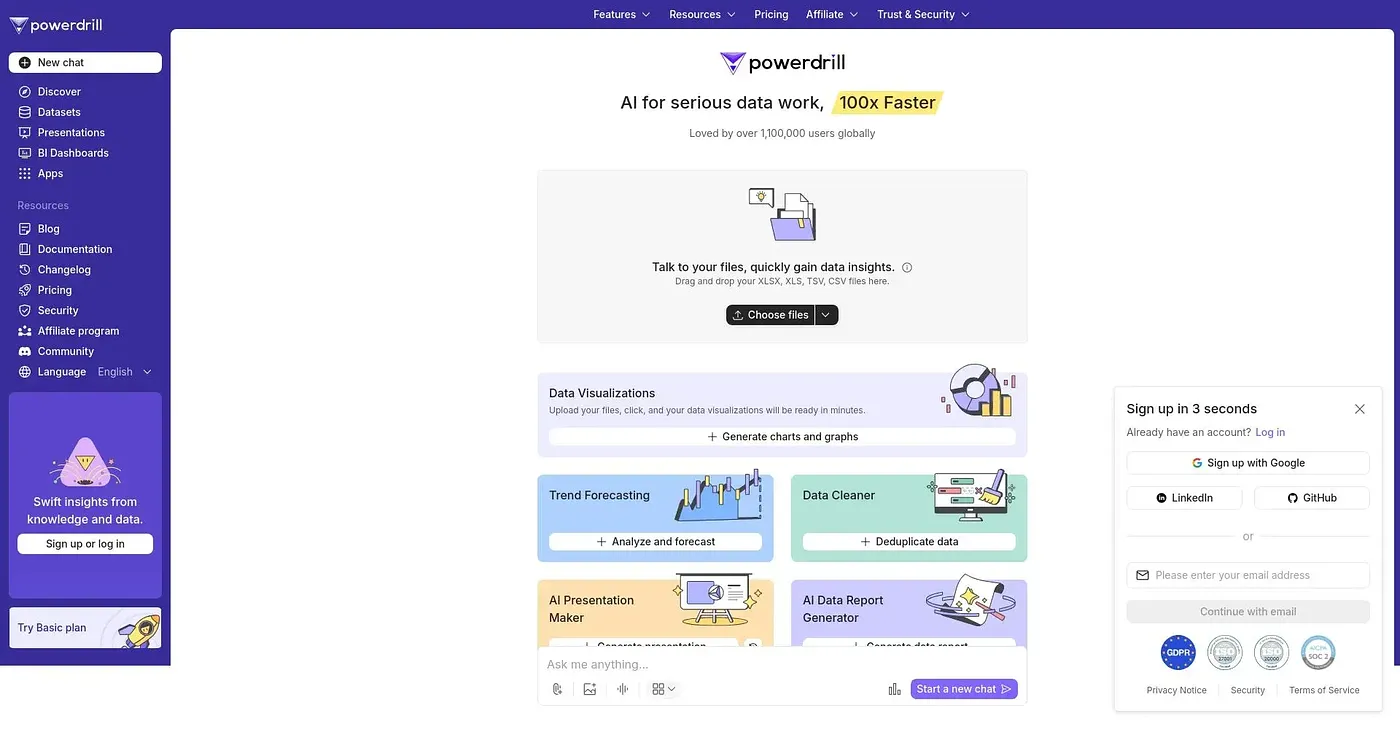 Screenshot of Powerdrill AI