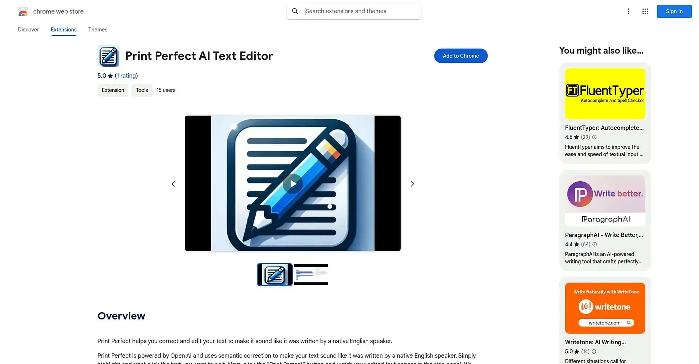Screenshot of Print Perfect AI - Chrome Extension