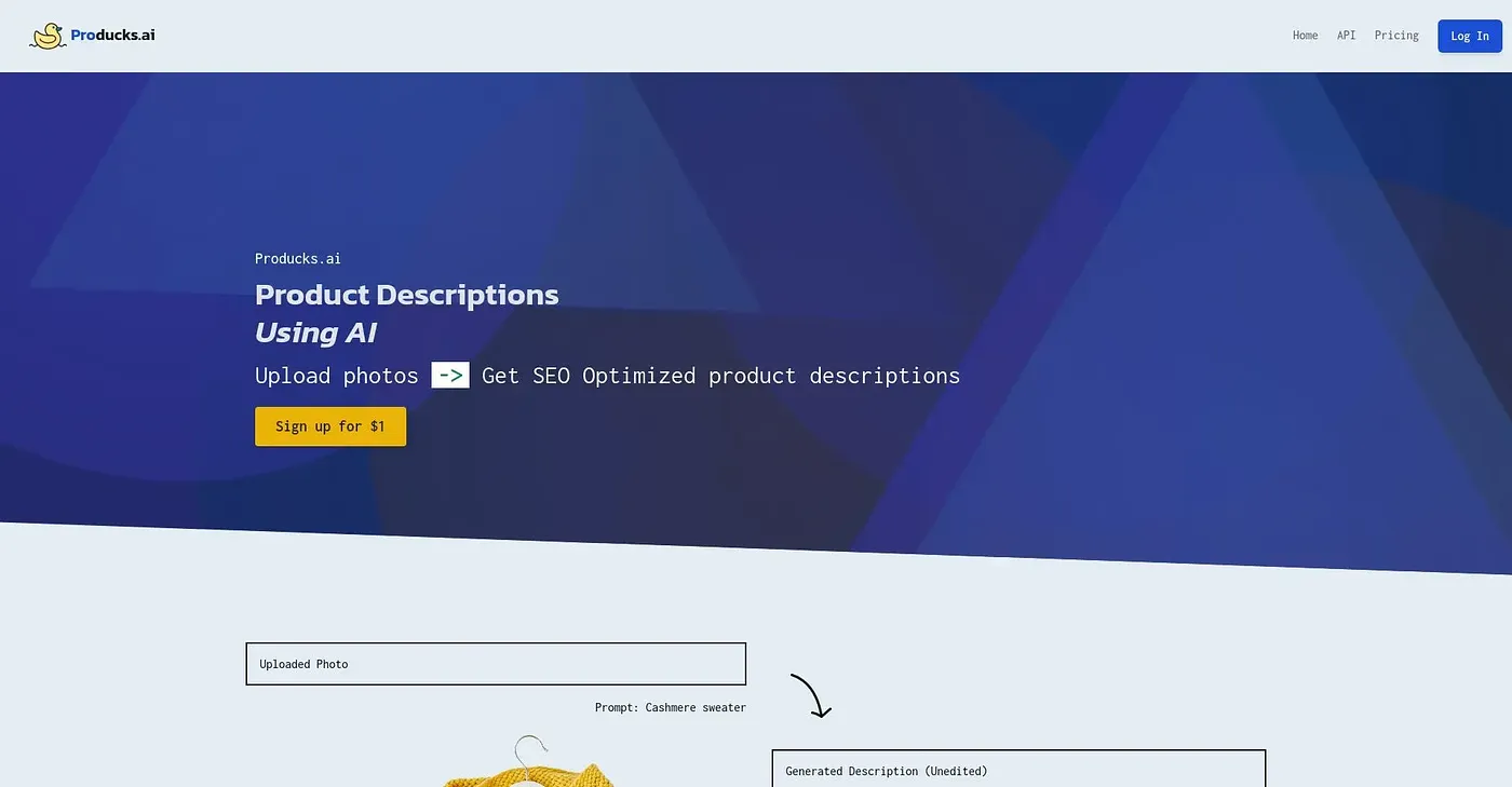 Screenshot of Producks AI