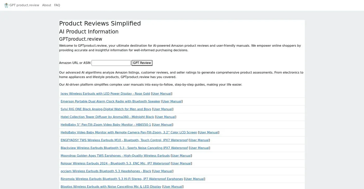 Screenshot of Product Review GPT
