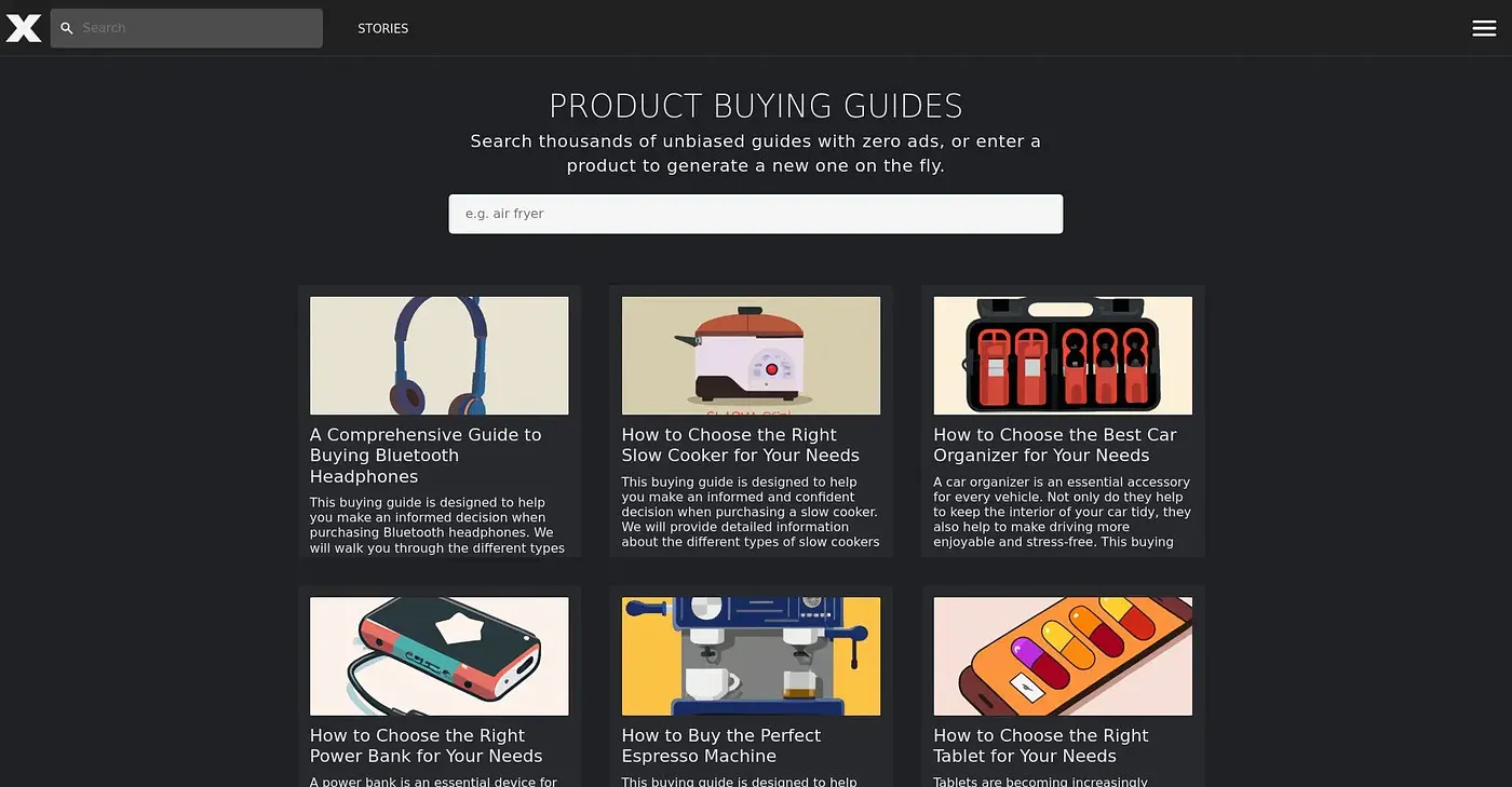 Screenshot of Product XYZ