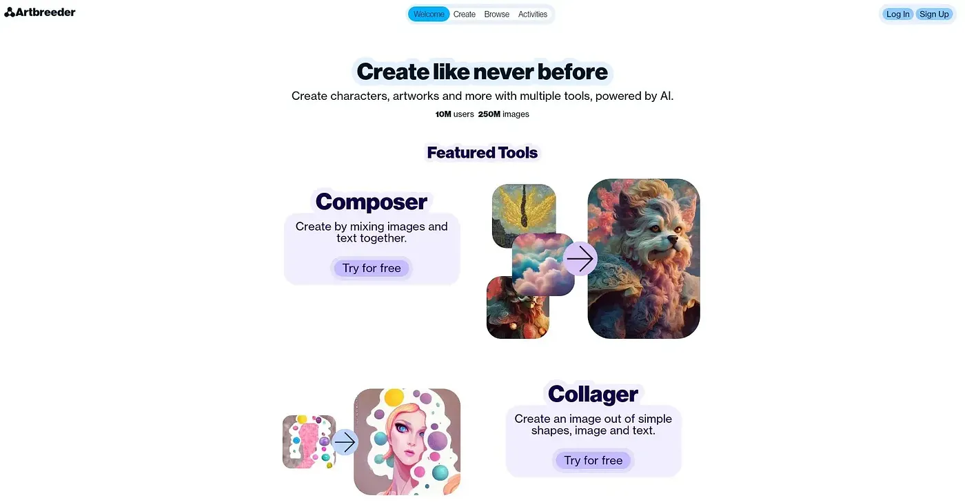 Screenshot of Artbreeder