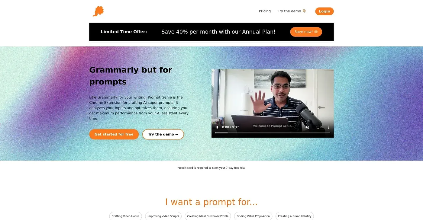 Screenshot of Prompt Genie