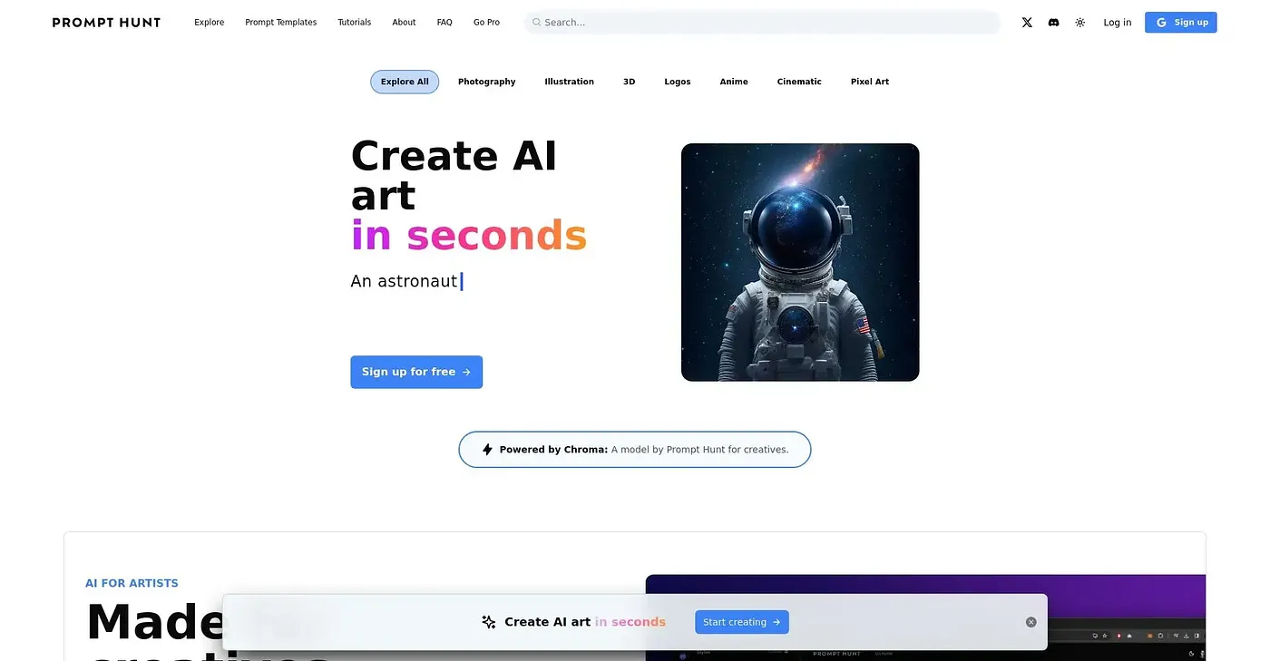 Screenshot of Prompt Hunt