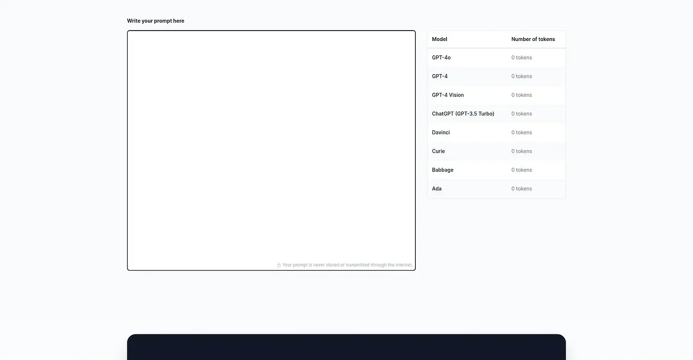 Screenshot of Prompt Token Counter