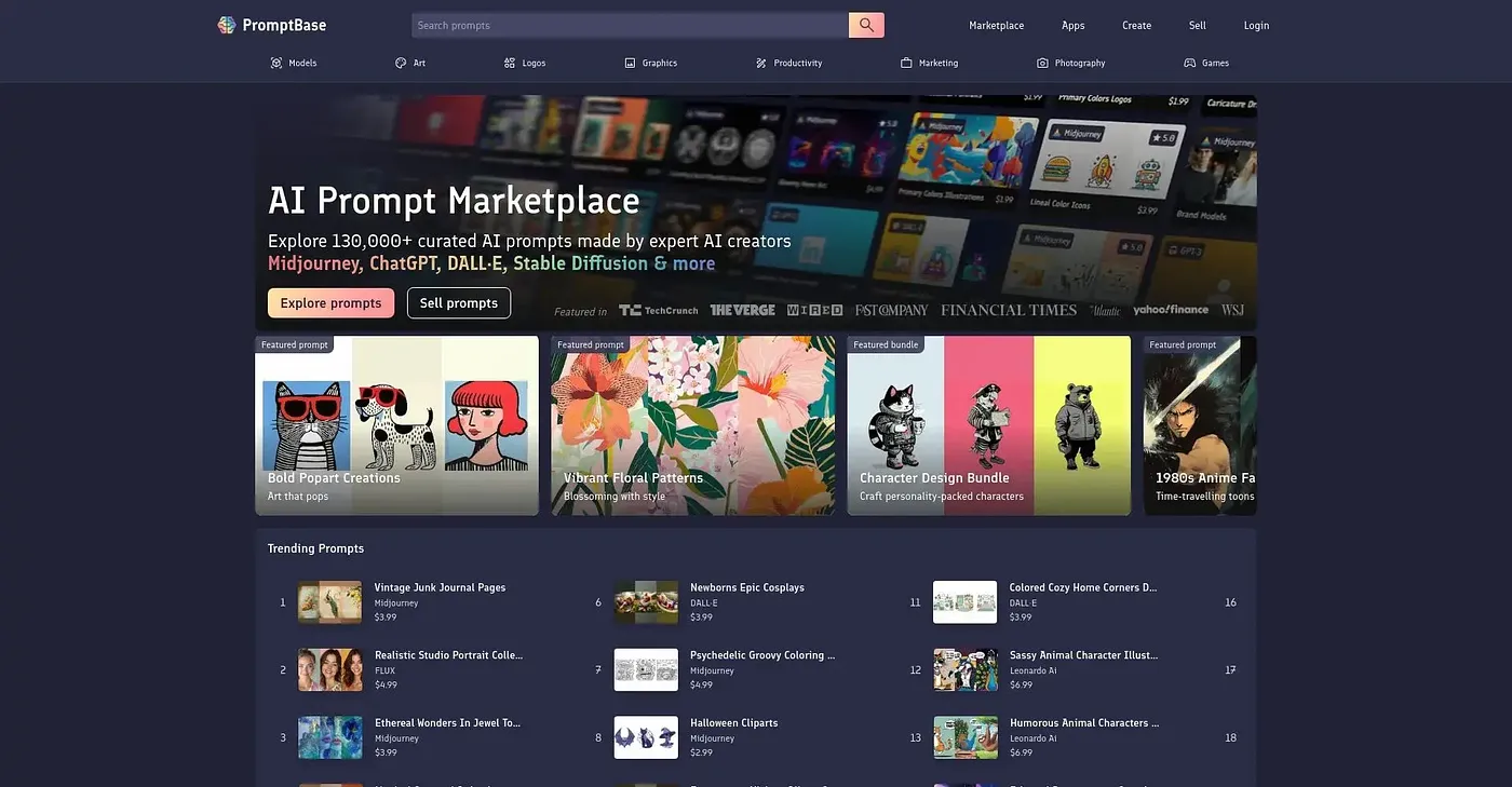 Screenshot of PromptBase