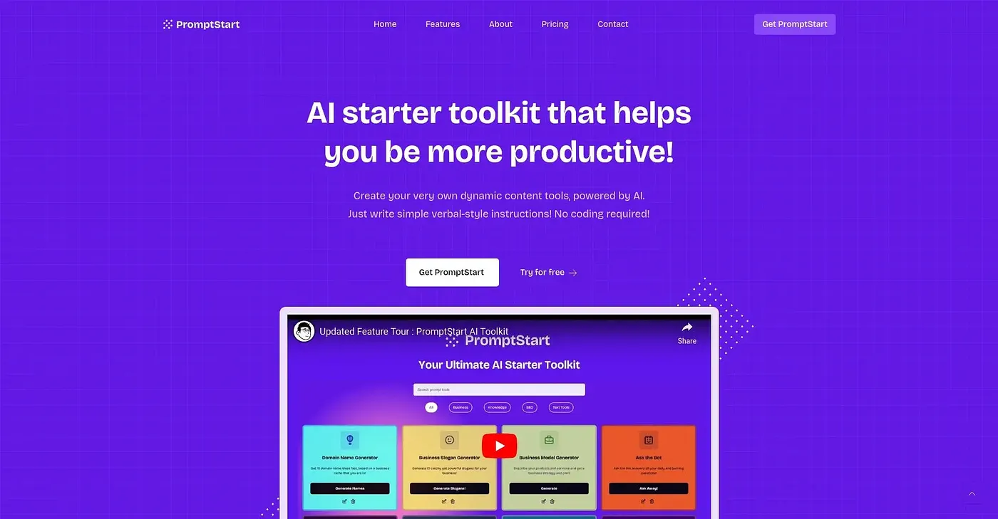 Screenshot of PromptStart