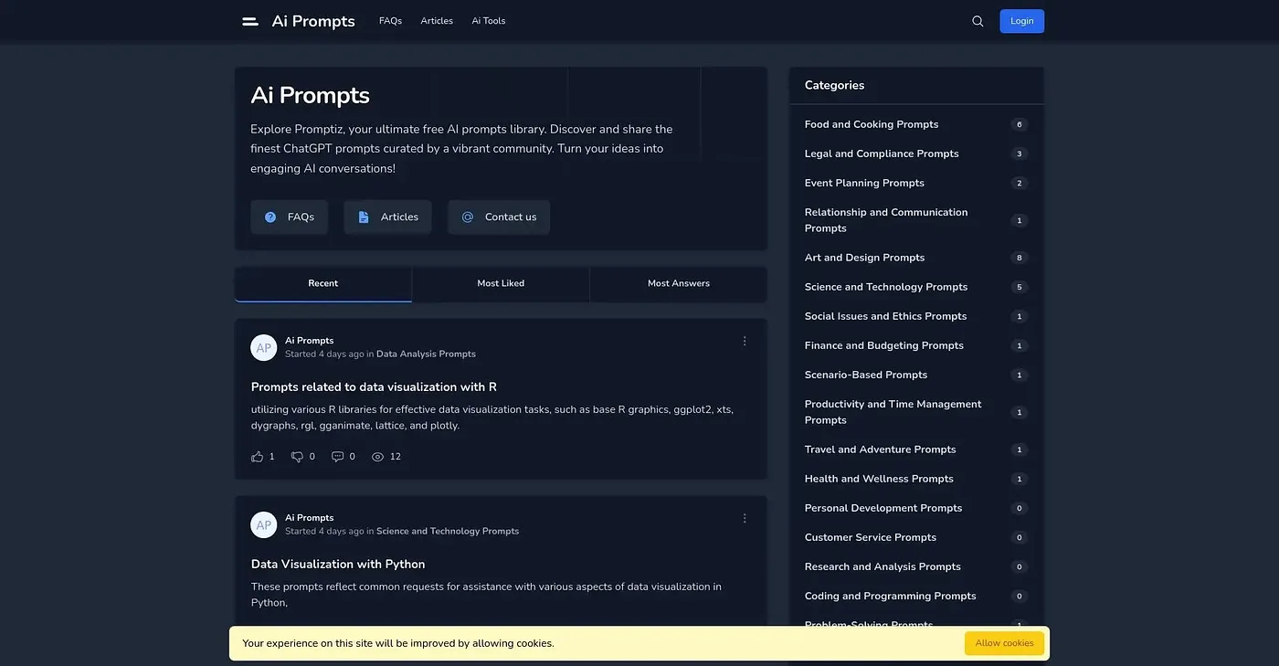 Screenshot of Promptiz