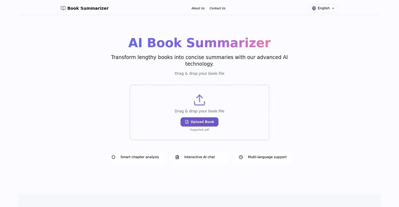 Screenshot of AI Book Summarizer