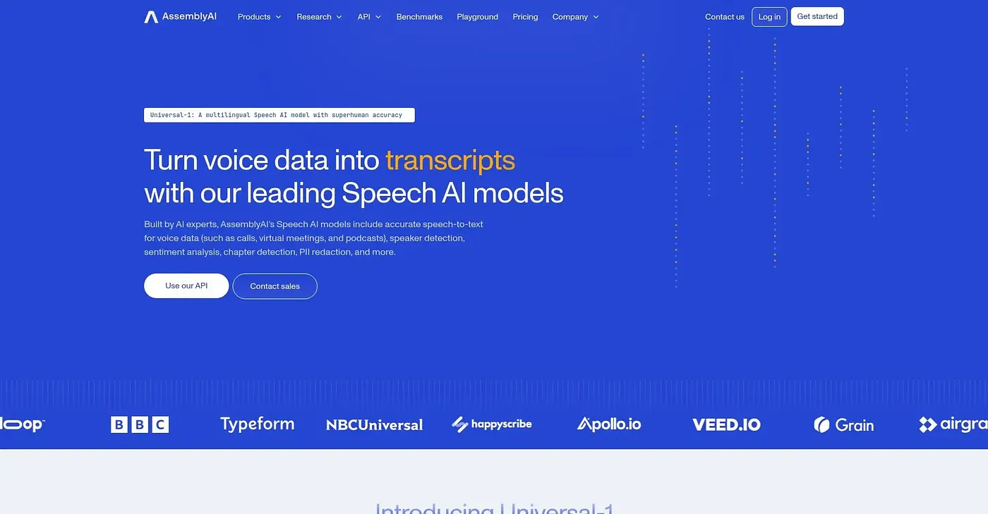 Screenshot of Assembly AI