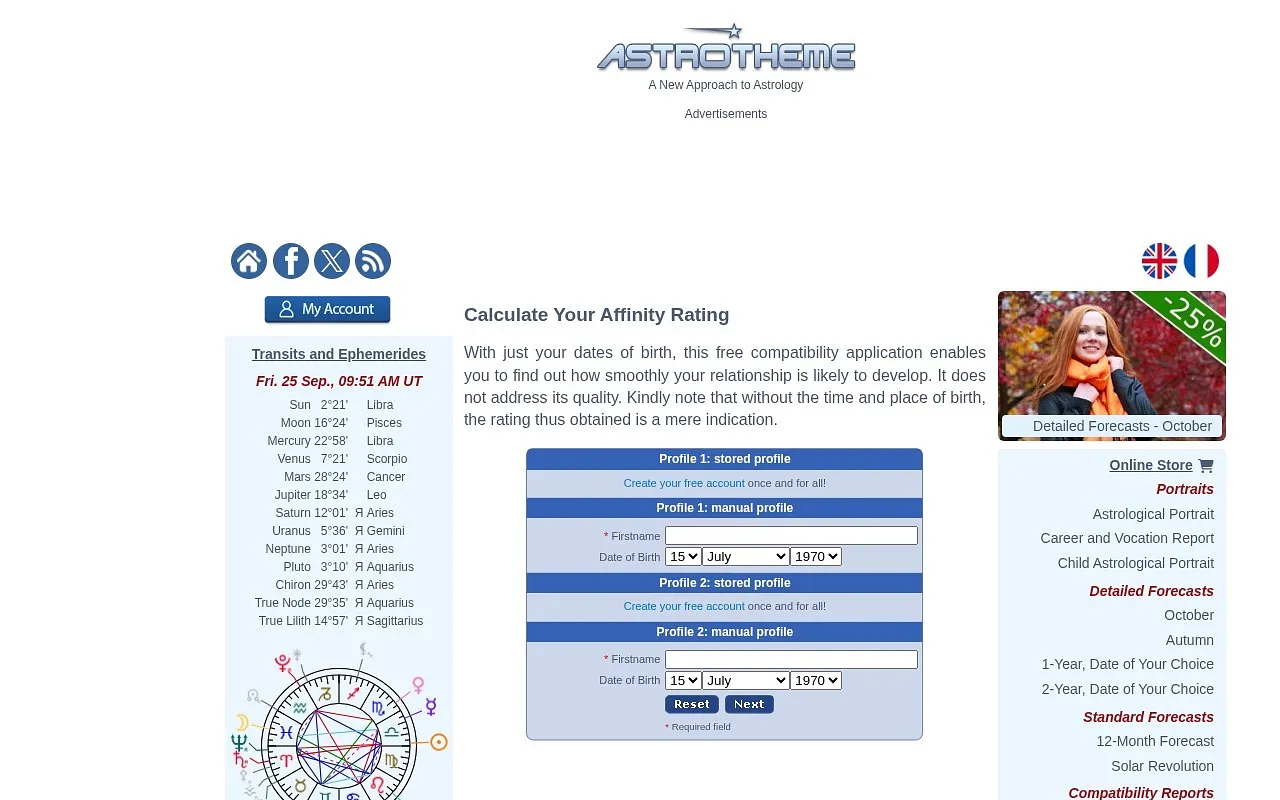 Screenshot of Astrological Love Compatibility