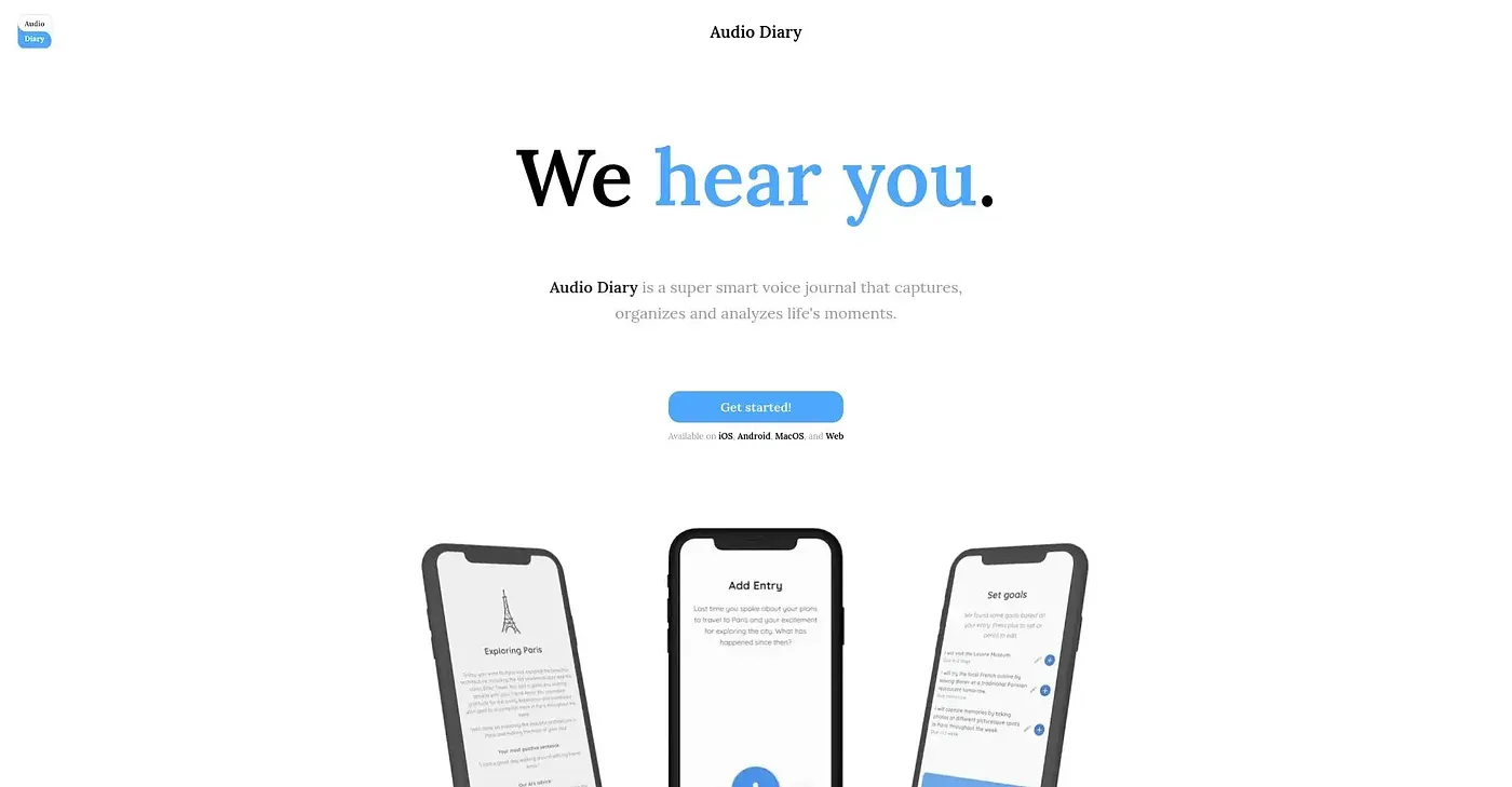 Screenshot of Audio Diary