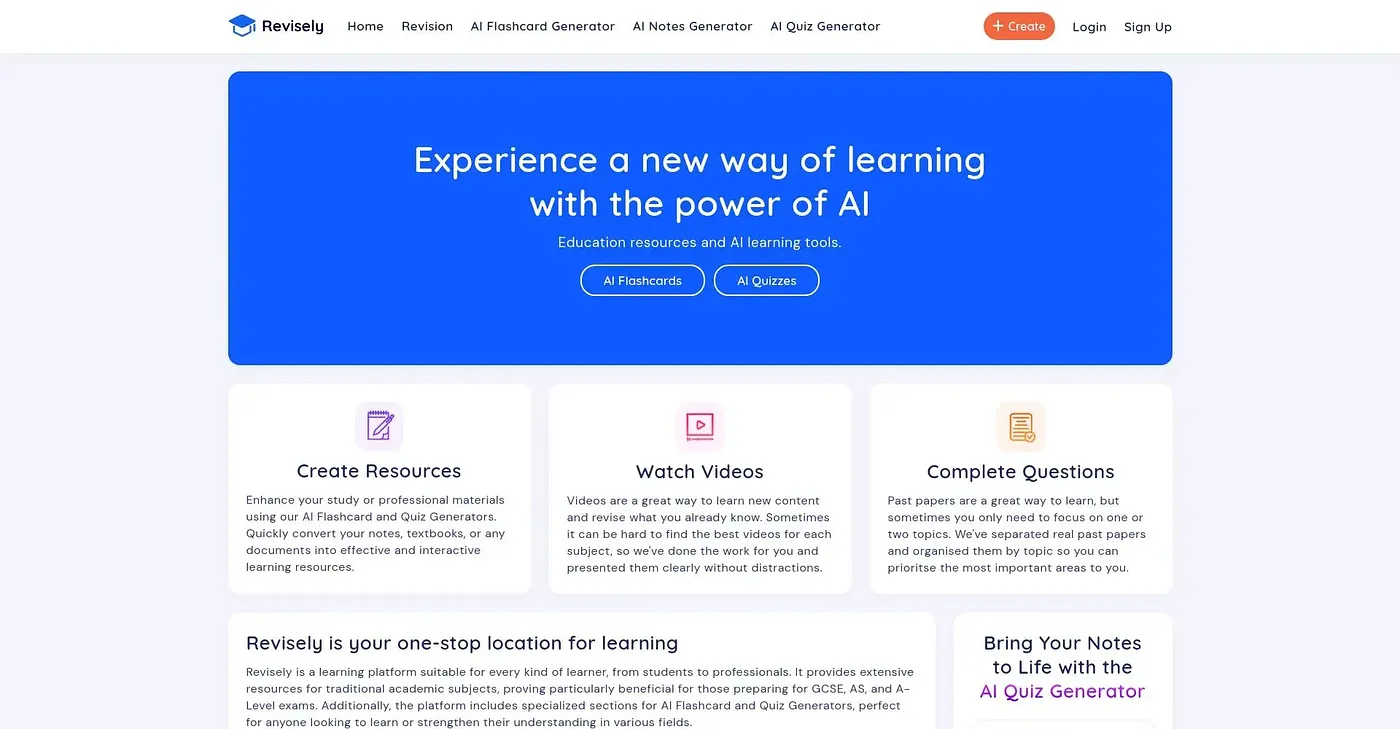 Screenshot of Revisely