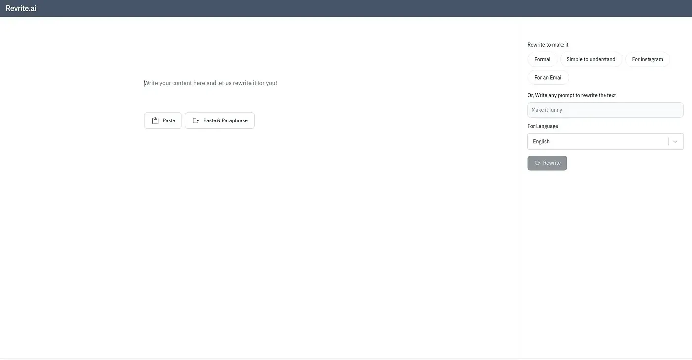 Screenshot of Revrite AI