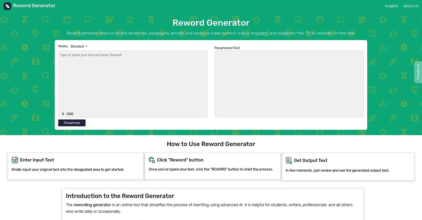 Screenshot of Reword Generator
