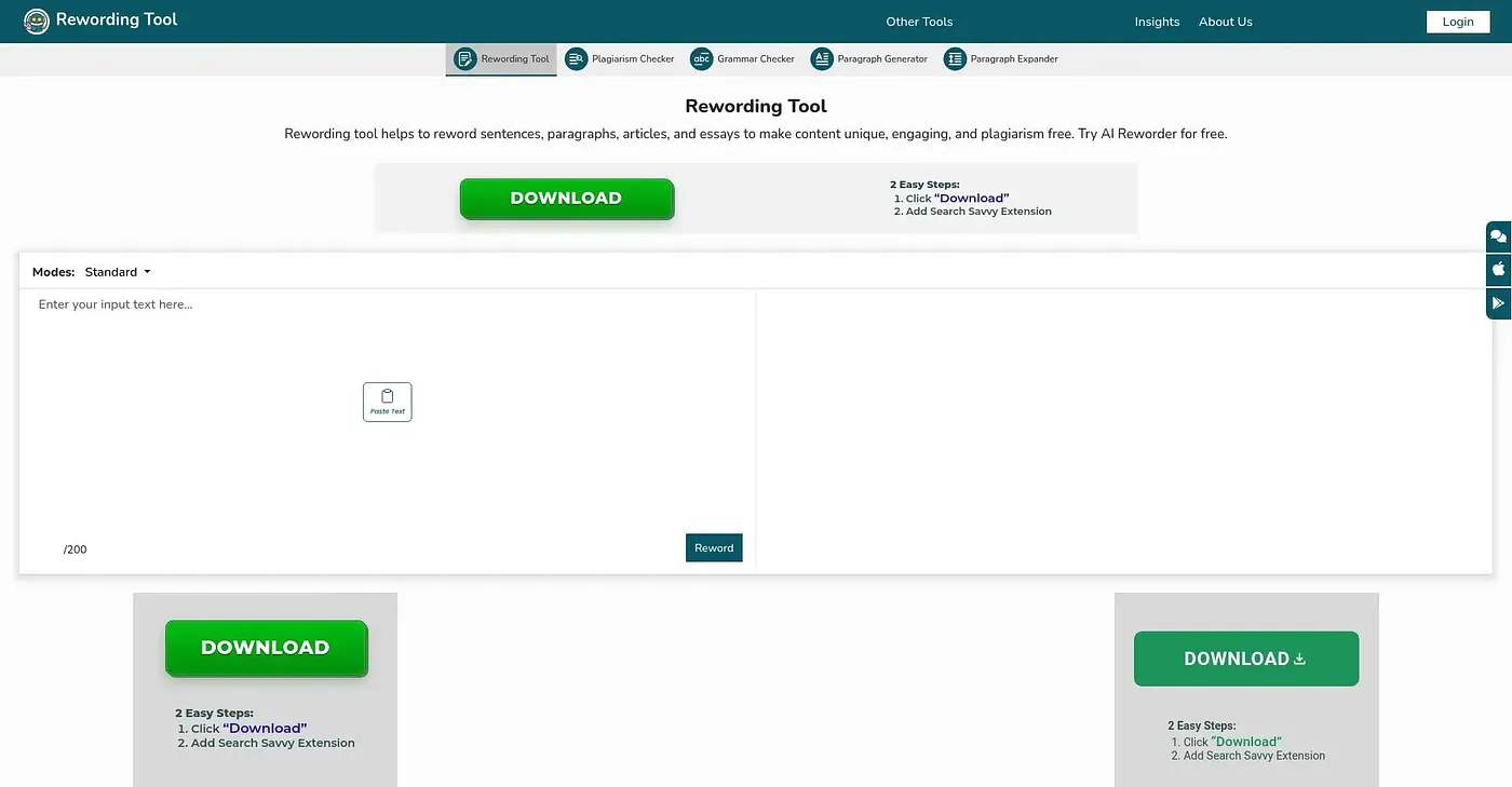 Screenshot of Rewording Tool