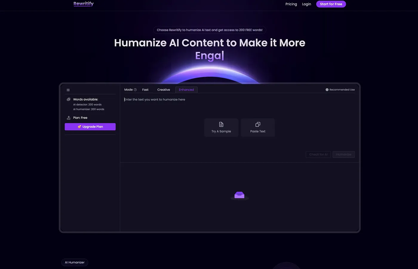 Screenshot of Rewritify AI