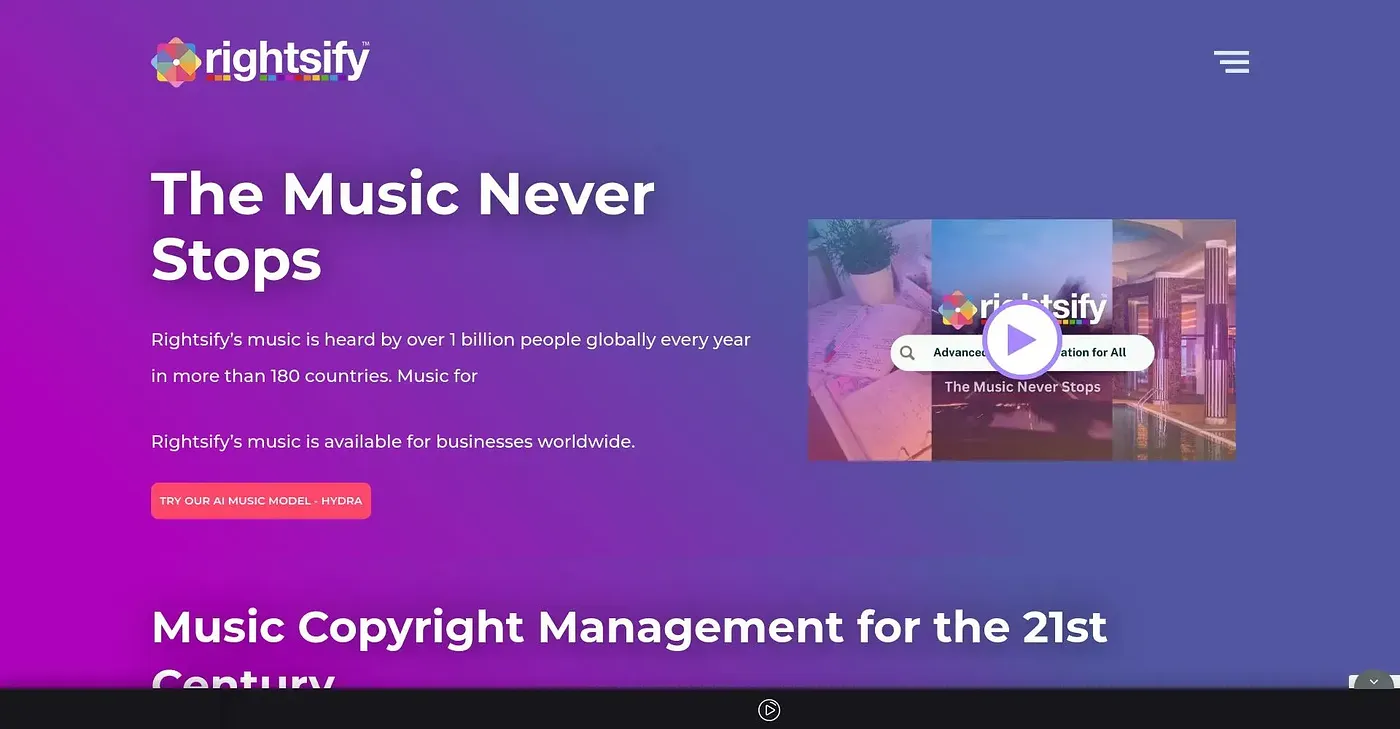 Screenshot of Rightsify