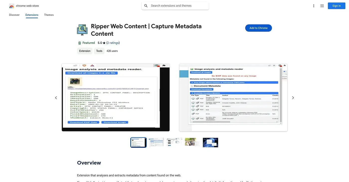 Screenshot of Ripper Web Content Captur Chrome Extension
