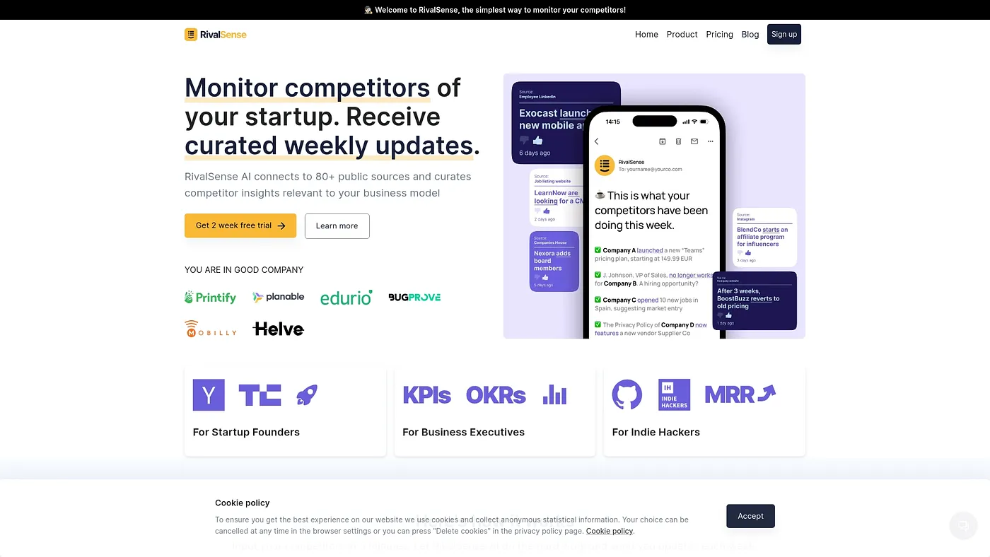 Screenshot of RivalSense