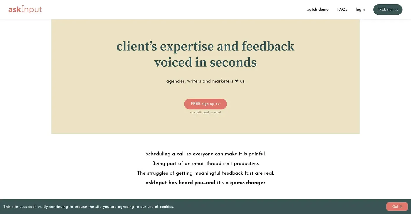 Screenshot of Ask Input