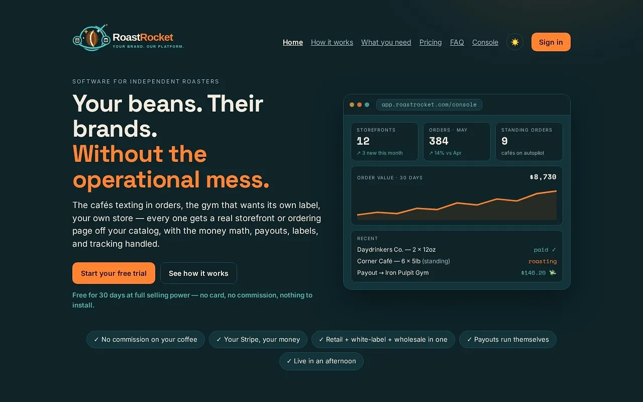 Screenshot of RoastRocket