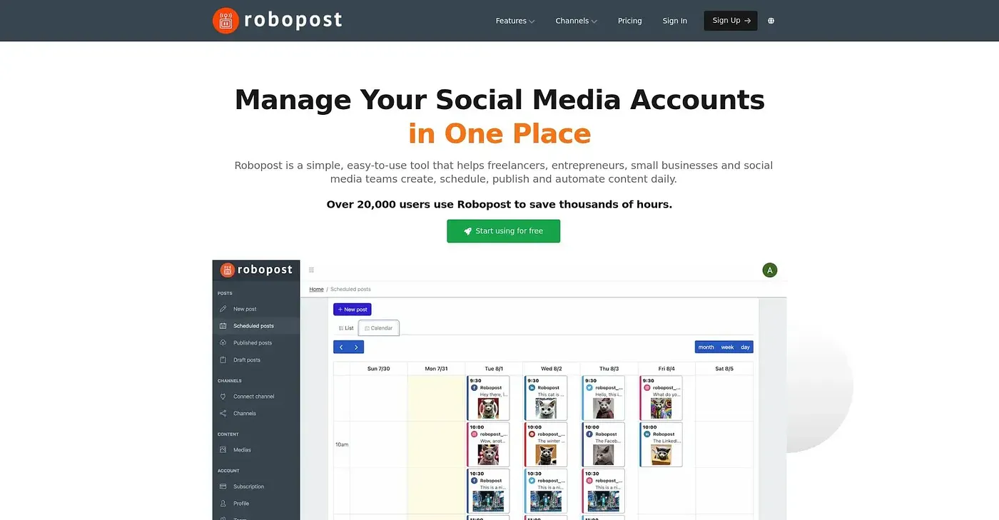 Screenshot of Robo Post