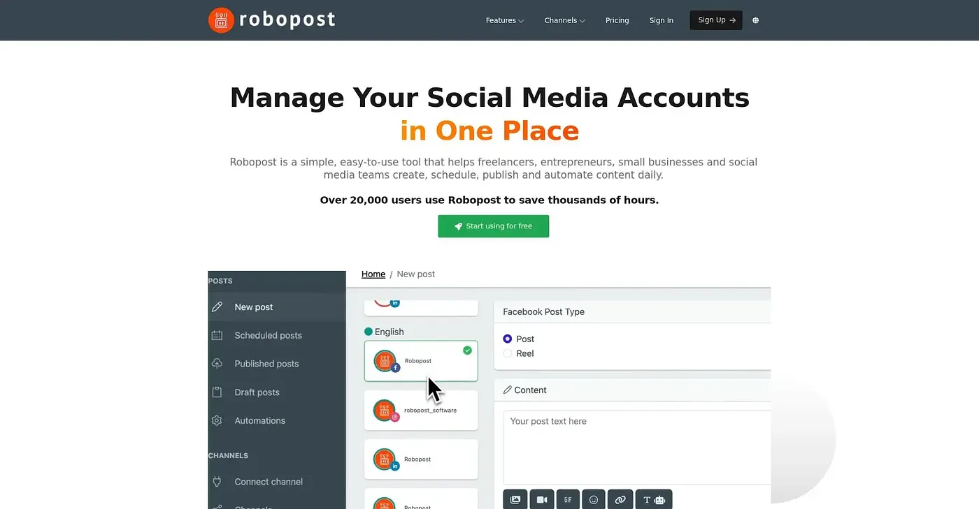 Screenshot of RoboPost