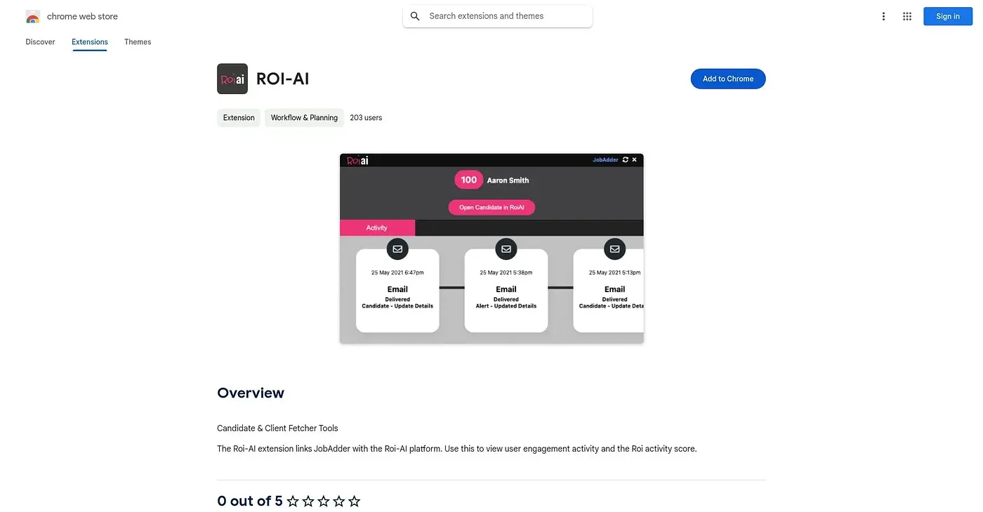 Screenshot of Roi-AI Chrome Extension