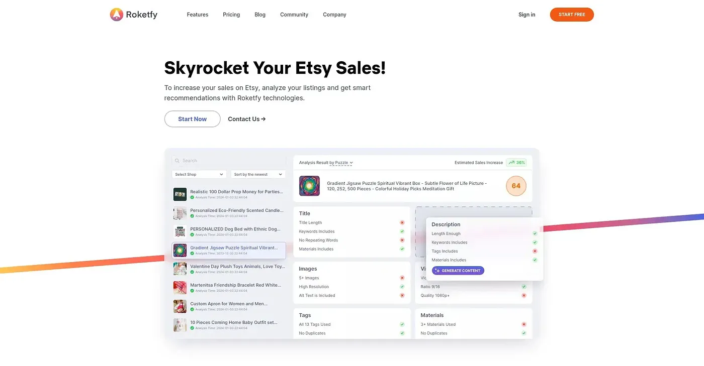 Screenshot of Roketfy