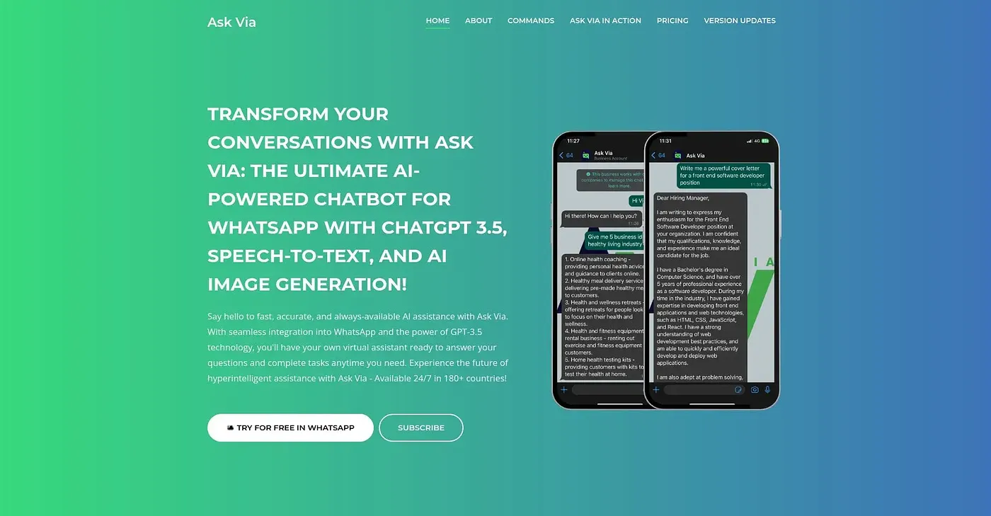 Screenshot of Ask Via AI