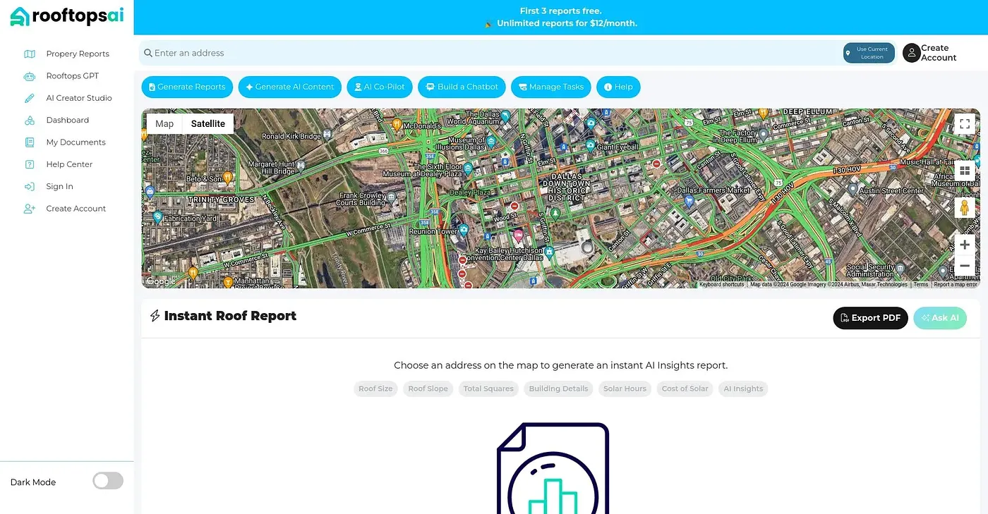 Screenshot of Rooftops AI