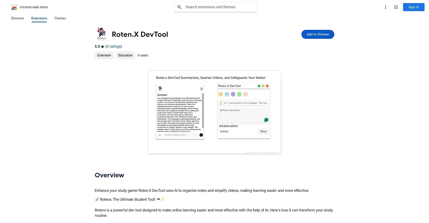 Screenshot of Roten.X DevTool Chrome Extension