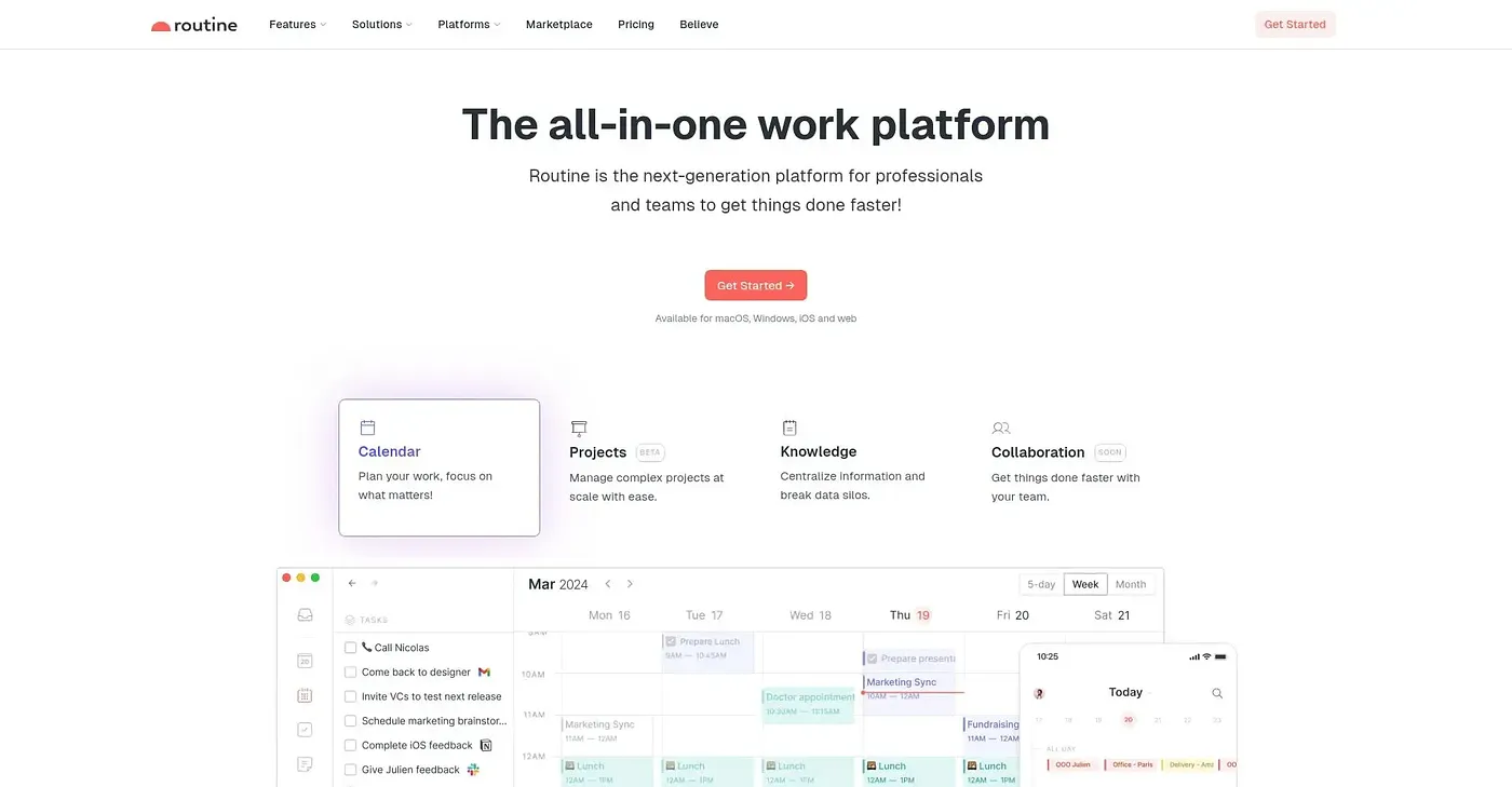 Screenshot of Routine