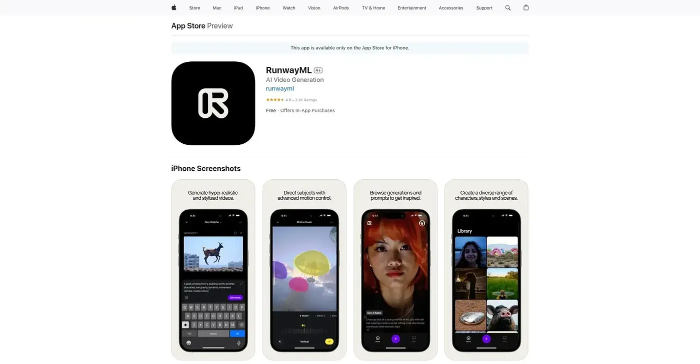 Screenshot of RunwayML