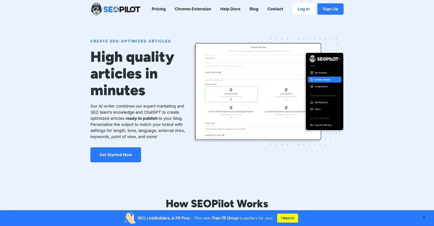 Screenshot of SEO Pilot