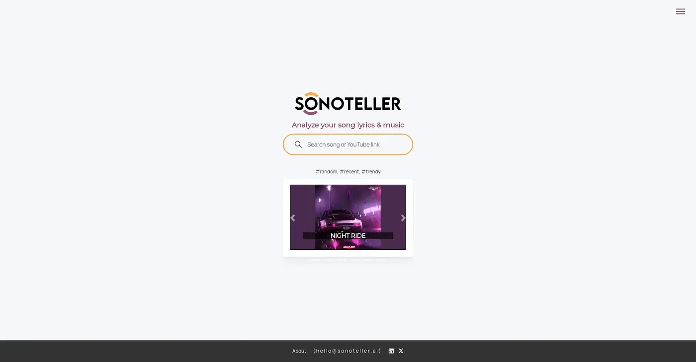 Screenshot of SONOTELLER.AI