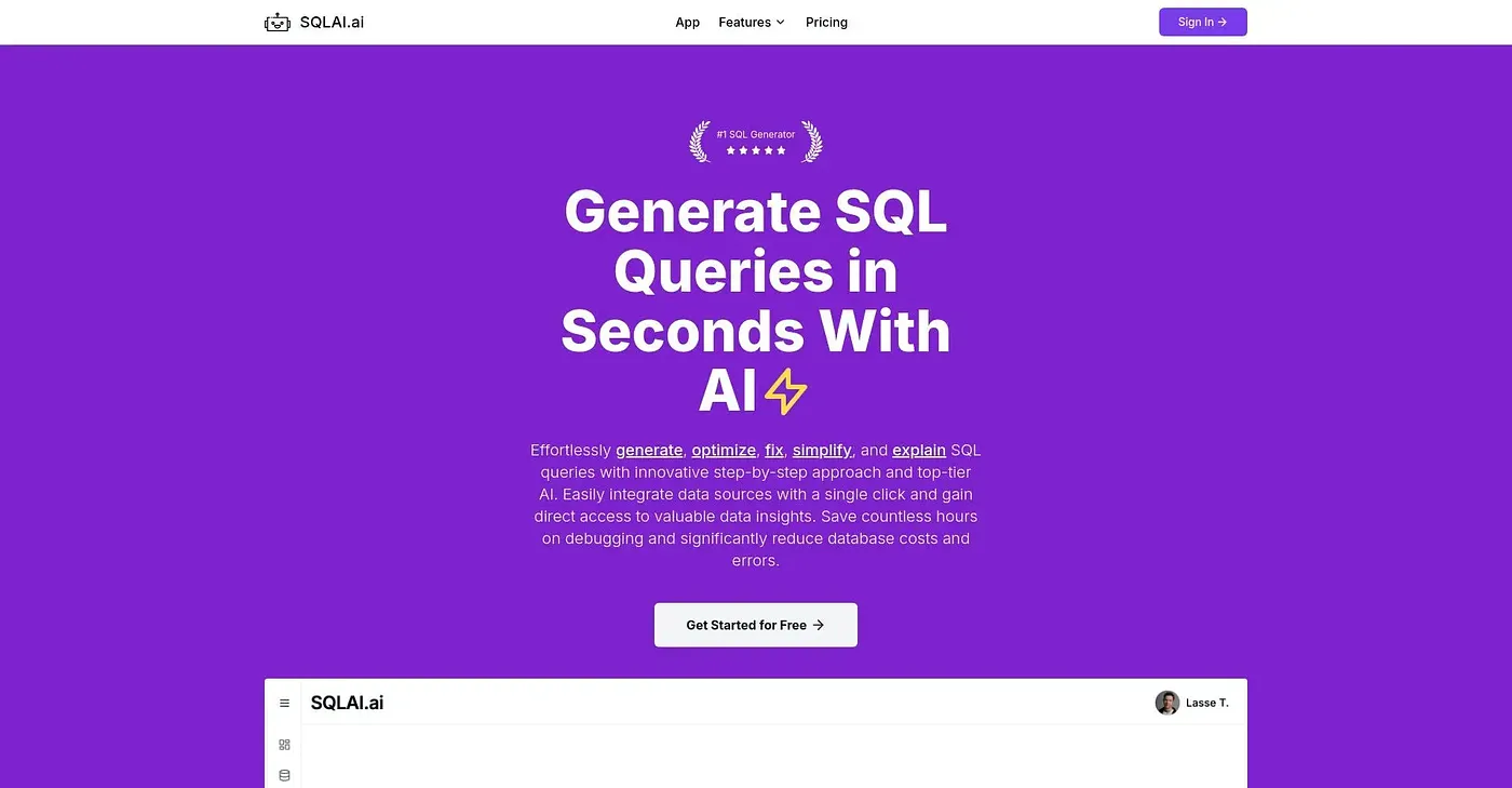 Screenshot of SQLAI