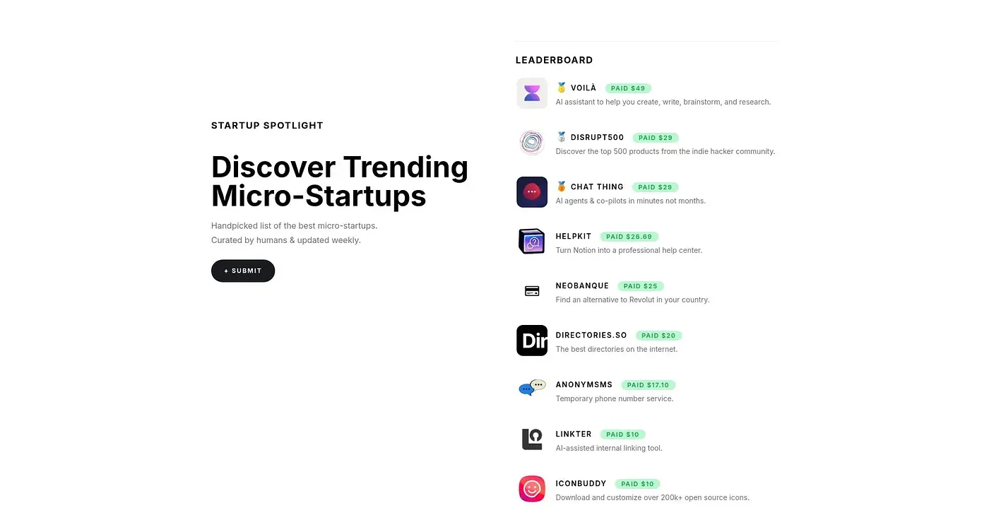 Screenshot of STARTUP SPOTLIGHT