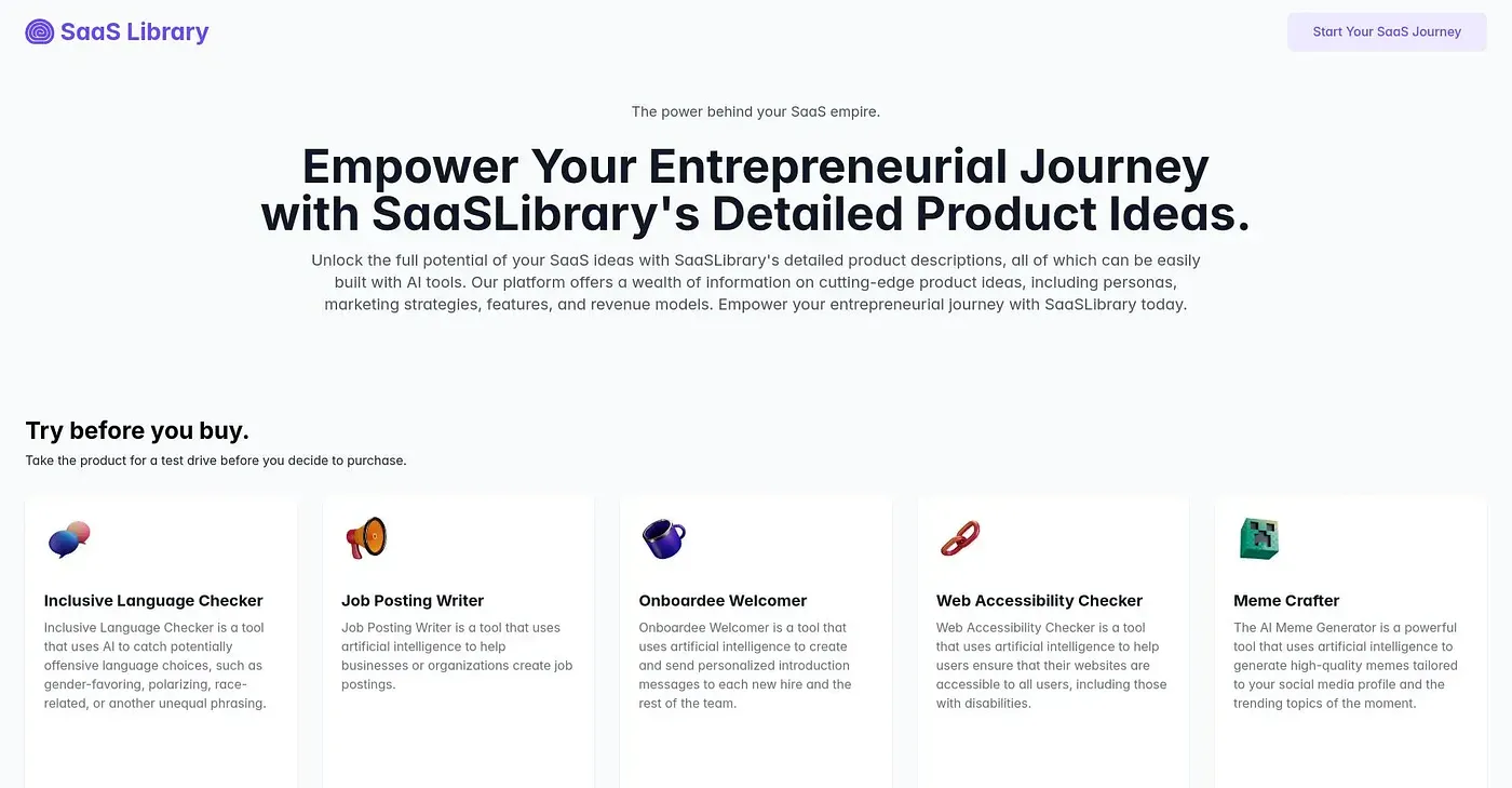 Screenshot of SaaS Library