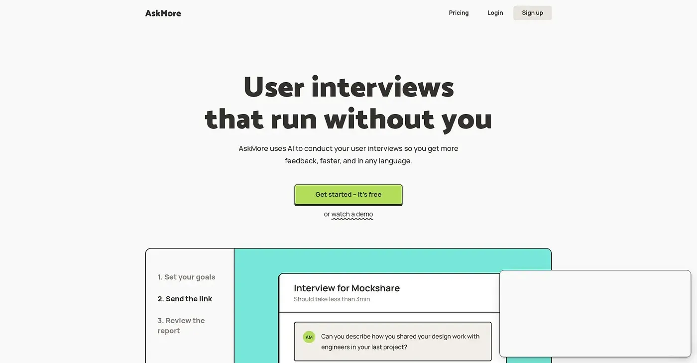 Screenshot of AskMore