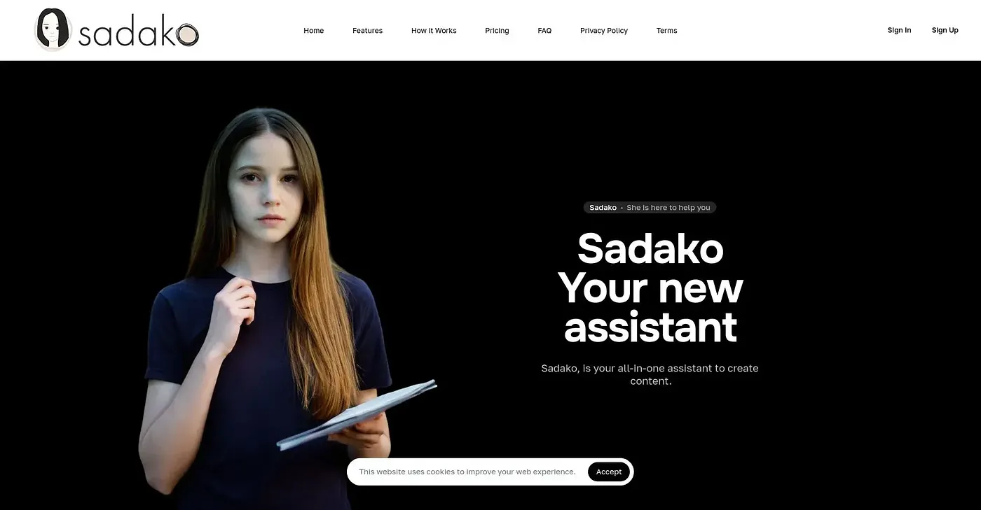 Screenshot of Sadako AI
