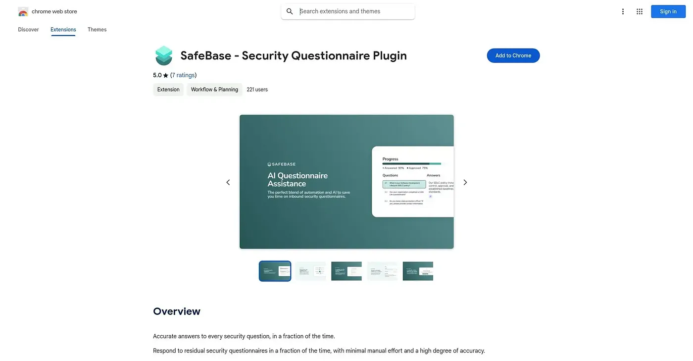 Screenshot of SafeBase Security Question